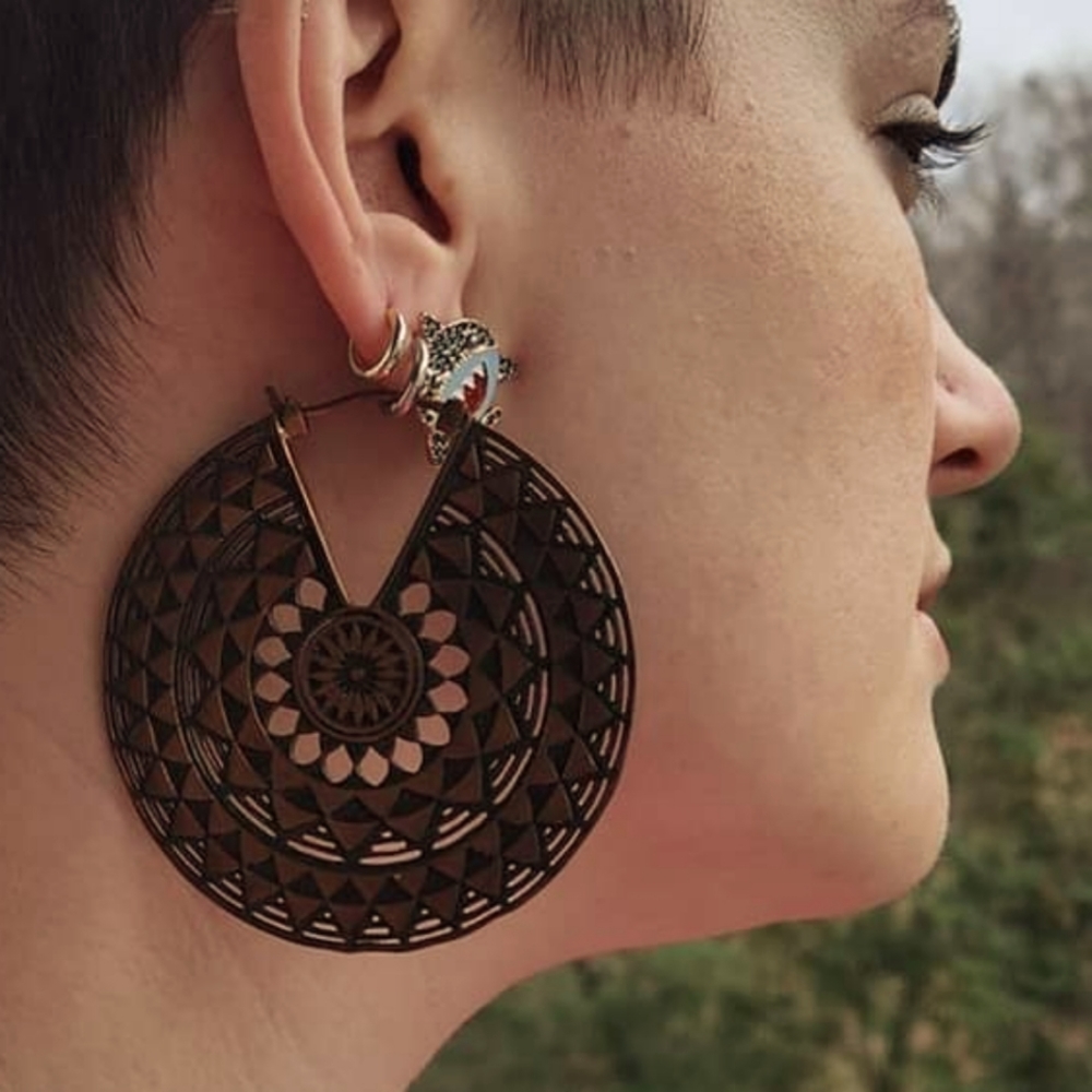 Unique, Artisan-crafted, Large, Copper Disc Earrings - 14 gauge